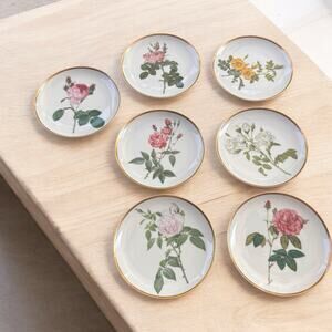 7 Vintage Hutschenreuther Germany Roses Of Redoute Plates Hamilton Collection